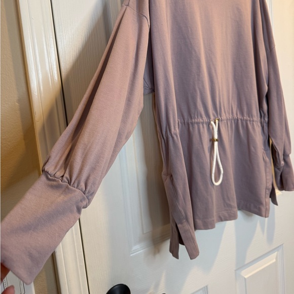 Grey State Mauve Purple Drawstring Cinch Waist Mock Neck Sweatshirt Size 0 - Picture 3 of 7